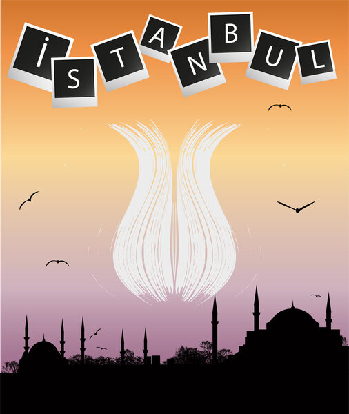 Стамбульский силуэт и абстрактный тюльпан
