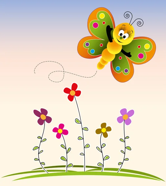 Flowers and butterfly — Stock Vector