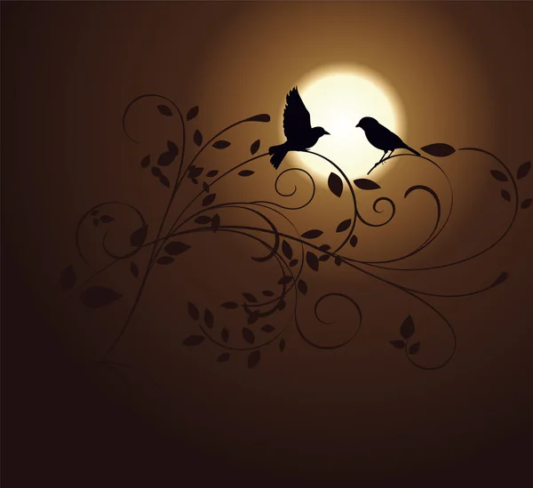 鳥と日没 — ストックベクタ