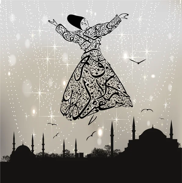 Moskee van Istanbul en dervish — Stockvector