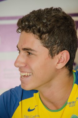 DONETSK,UKRAINE-FEB .09: Thiago Braz da Silva - The brazilian po clipart
