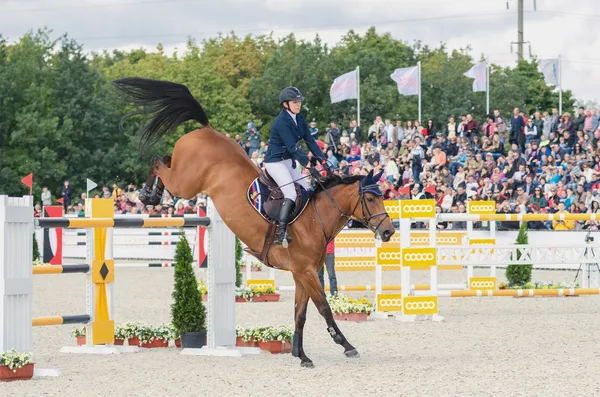 Donetsk Ukraine September Russian Rider Natalia Simonia 5Th International Show — Stock Photo, Image