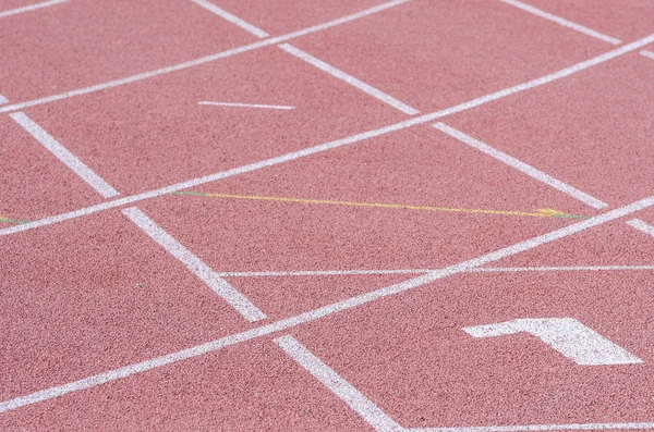 Friidrott-stadion. markup spåren. — Stockfoto