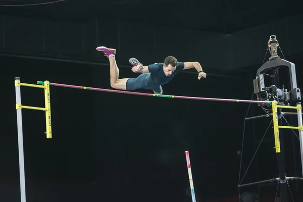 DONETSK, UKRAINE - FEB. 15: Renaud Lavillenie - The Olympic cham Stock Image