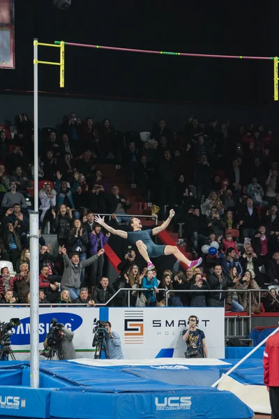 DONETSK, UKRAINE - FEB. 15: Renaud Lavillenie - The Olympic cham — Stock Photo, Image