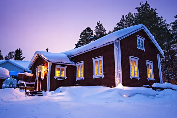 Finnish house in winter — Stock fotografie