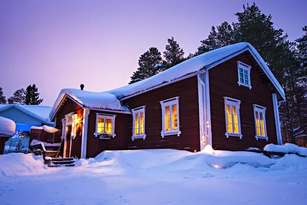 Finnish house in winter — Stok fotoğraf