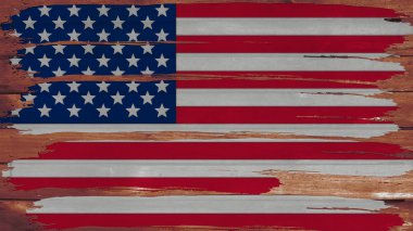 Ahşap doku üzerinde Amerika Birleşik Devletleri Bayrak boya 