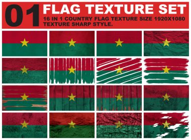 Burkina Faso Bayrak doku seti çözünürlük 1920x1080 piksel 16 in 1