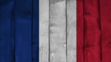 Ahşap doku üzerinde Fransa Bayrağı