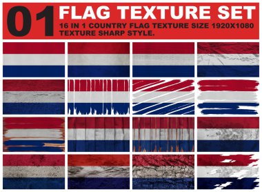 Netherlands Flag texture set resolution 1920x1080 pixel 16 in 1 clipart