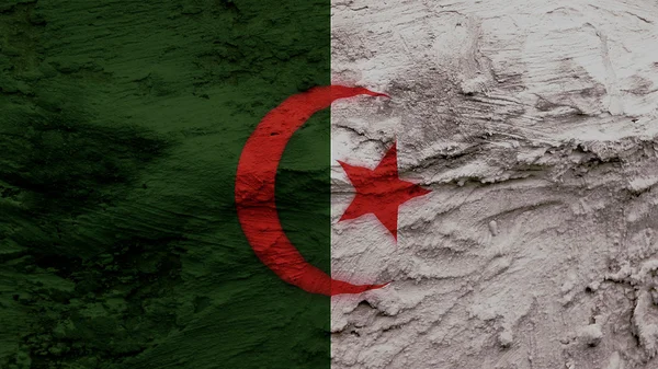 Algerien Flagge Farbe auf der Wand Textur — Stockfoto