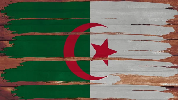 Algerien Flagge Farbe auf Holz horizontale Textur — Stockfoto