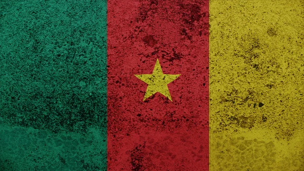 Kameruni zászló a régi falon textúra — Stock Fotó
