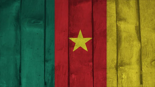 Ahşap doku üzerinde Kamerun Bayrağı — Stok fotoğraf
