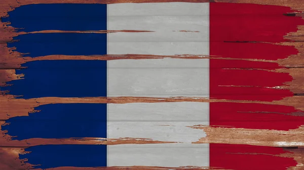 France Drapeau teinté horizontal sur la texture du bois — Photo