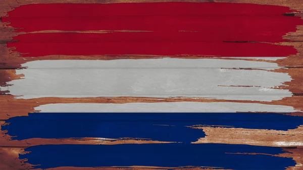 Hollanda Bayrağı ahşap doku üzerinde yatay renkli — Stok fotoğraf