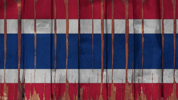 Bandeira da Tailândia matizado vertical sobre a textura da madeira — Fotografia de Stock