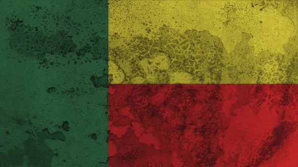Bandera Benin textura antigua con costura — Foto de Stock
