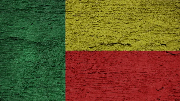 Bandera Benin en la textura de la pared — Foto de Stock