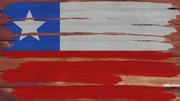 Bandeira do Chile matizado horizontal na textura da madeira — Fotografia de Stock