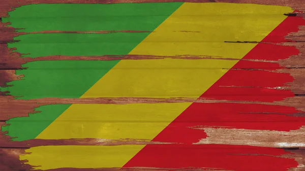 Repubblica del Congo Bandiera colorata orizzontalmente sul legno — Foto Stock