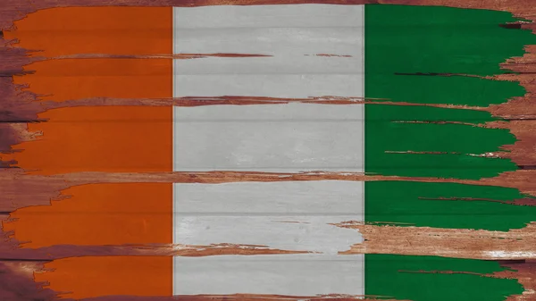 科特迪瓦 国旗在木材纹理上水平着色 — 图库照片