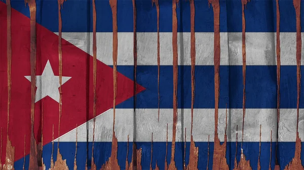 Kubánská vlajka se svisle zbarveny na texturu dřeva — Stock fotografie