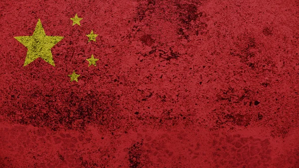 Kina flagga på den gamla väggen konsistens — Stockfoto