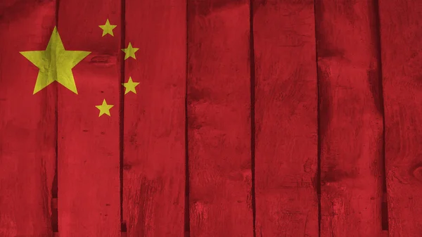 Kina flagga på trä konsistens — Stockfoto