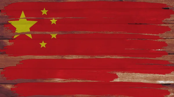 Kina flagga tonade horisontella på trä konsistens — Stockfoto