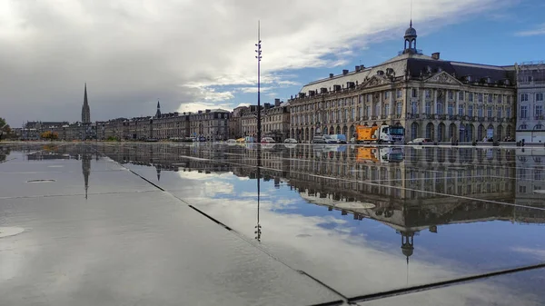 Bordeaux Franciaország November 2021 Rakpart Tükre Place Royale Place Bourse — Stock Fotó