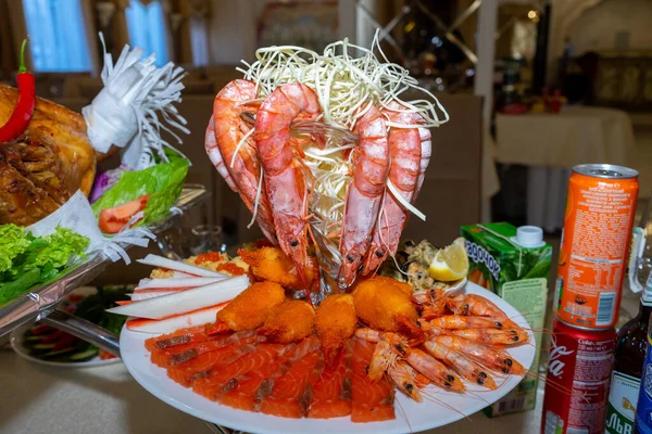 Table Served Seafood Restaurant Ukraine Vinnytsia July 2022 — Foto de Stock