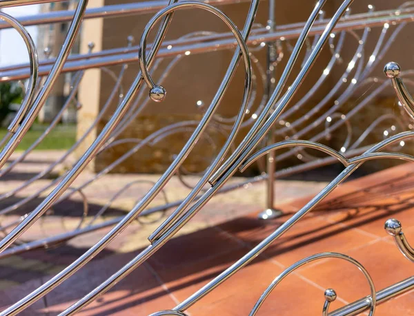 Decorative Railing Made Stainless Metal Close — Fotografia de Stock