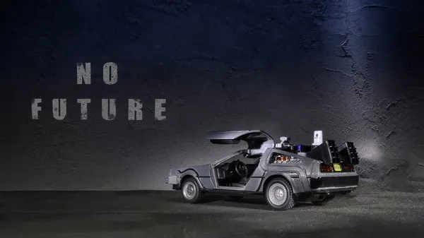 Μοντέλο Του Διάσημου Αυτοκινήτου Delorean Από Την Ταινία Επιστροφή Στο — Φωτογραφία Αρχείου