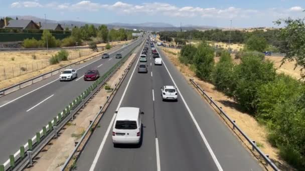 Madrid Spain 2022 Cars Stopping Start Traffic Jam Caused Start — 图库视频影像