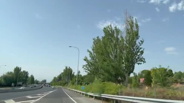 Madrid Spain 2022 Video Car Approach Highway Entering Acceleration Lane — Stockvideo