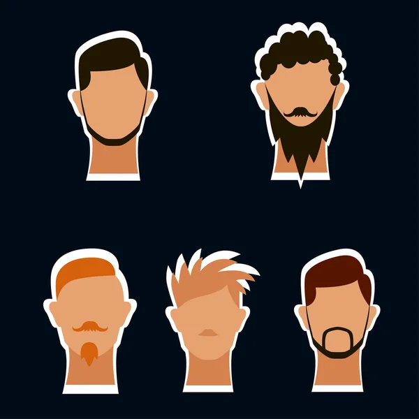 Wąsy, broda i włosy styl zestaw — Zdjęcie stockowe