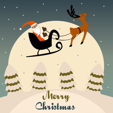 Santa's Ride Santa Claus takes off from the North Pole with his eight tiny reindeer. EPS 8 grouped for easy editing.
