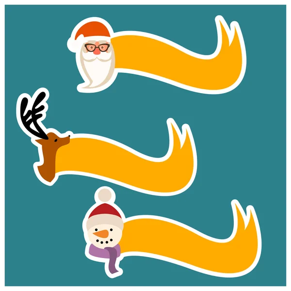 Santa Claus, reindeer, snowman Christmas ribbon. — Stock Photo, Image