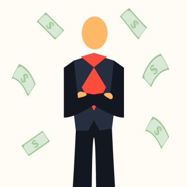 Rich Business Man with money Illustration