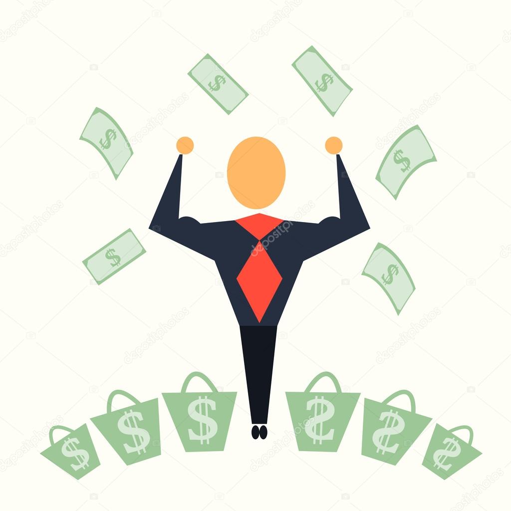 Rich Business Man with money Illustration