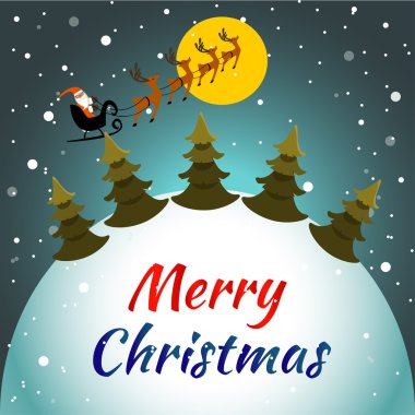  background with Santa Claus flying his sleigh through the night sky. Layered file for easier editing.