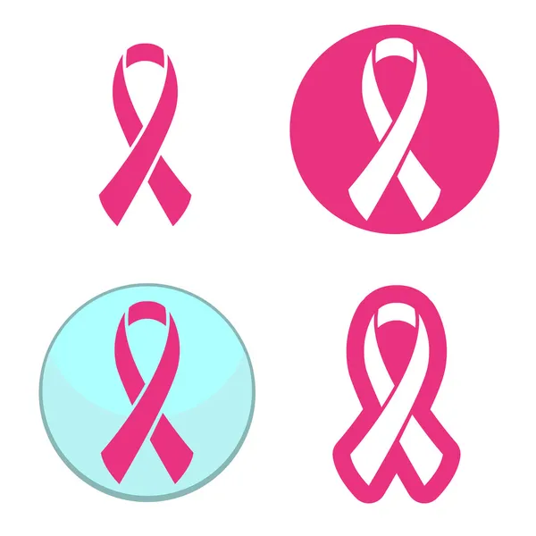 Векторный набор розовых лент для информирования о раке груди — стоковый вектор