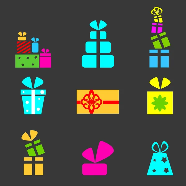 Karácsonyi ajándékok ikonok — Stock Vector