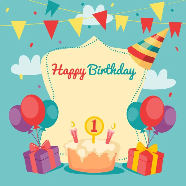 Feliz cumpleaños tarjeta vectorial — Vector de stock