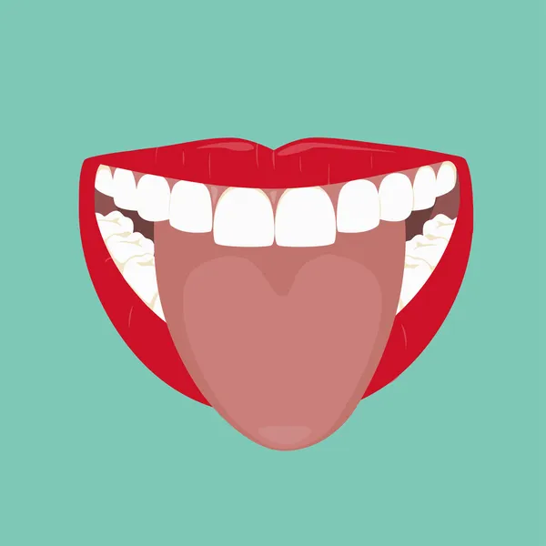 Vidöppen mun och tunga — Stock vektor