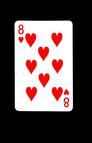 Eight of Hearts Playing Card on Black Background — Stock Photo, Image