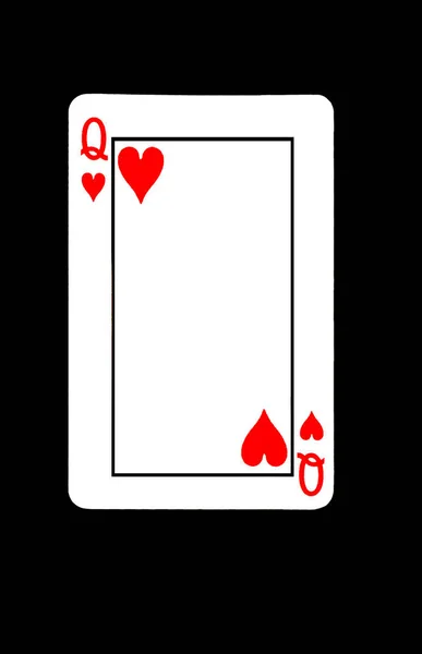 Queen of Hearts Playing Card on Black Background —  Fotos de Stock