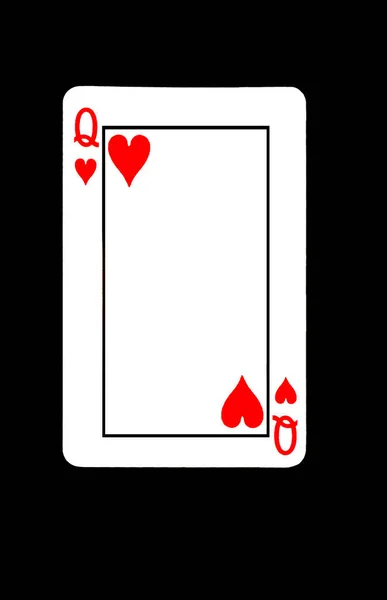 Kupa Kraliçesi Kara Arkaplanda Kart Oynuyor Stok Fotoğraf